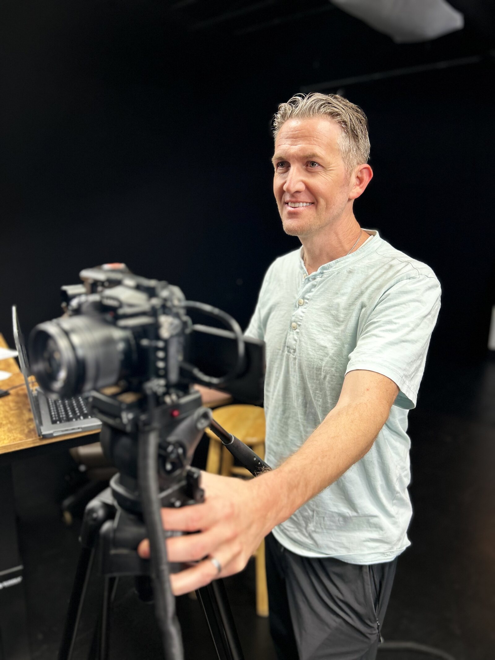 Matthew Dearing behind the camera in the Phoenix Casting suite